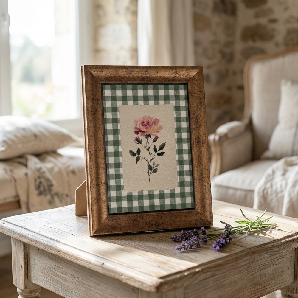 Gingham Rose Wall Art